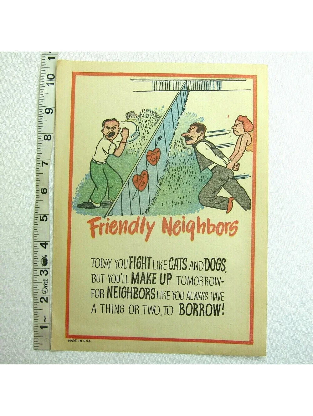 Vintage Vinegar Valentine Friendly Neighbors Penny Dreadful Insult Poem Ephemera